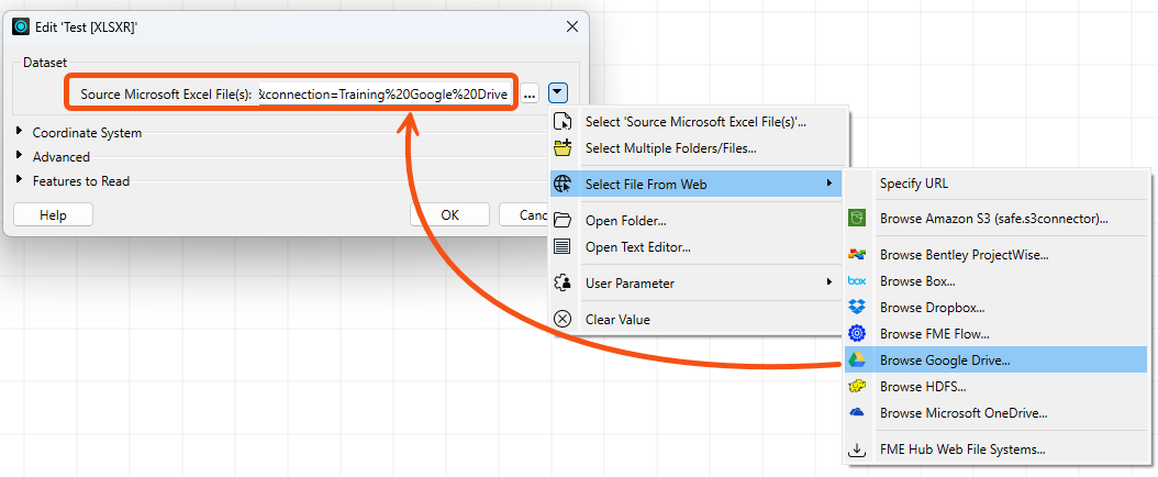 Select file from web